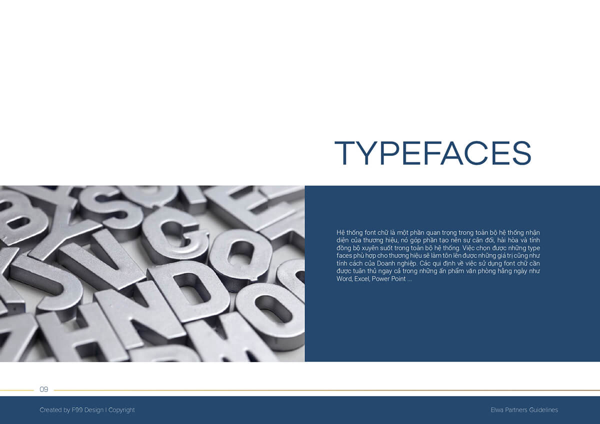 Hệ thống font chữ sử dụng cho logo đào tạo Elwa Partners 