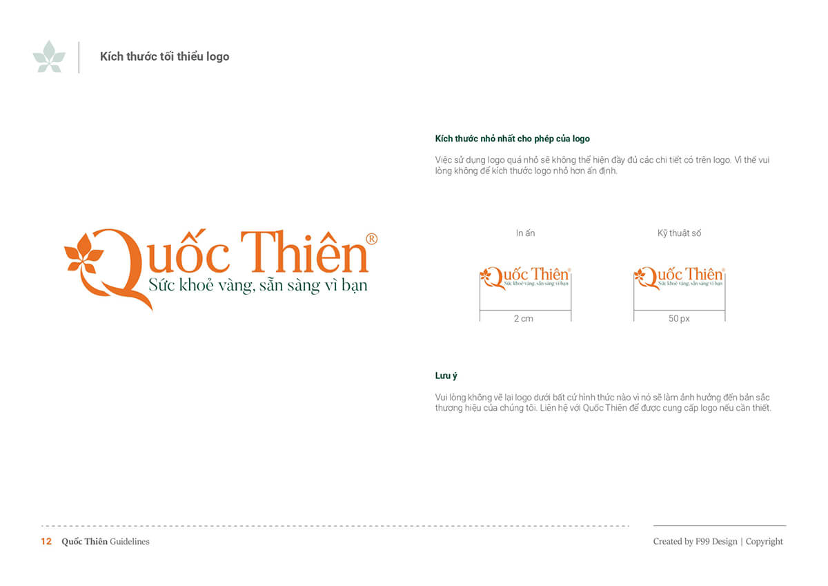 Kích thước tối thiểu của Logo Quốc Thiên 