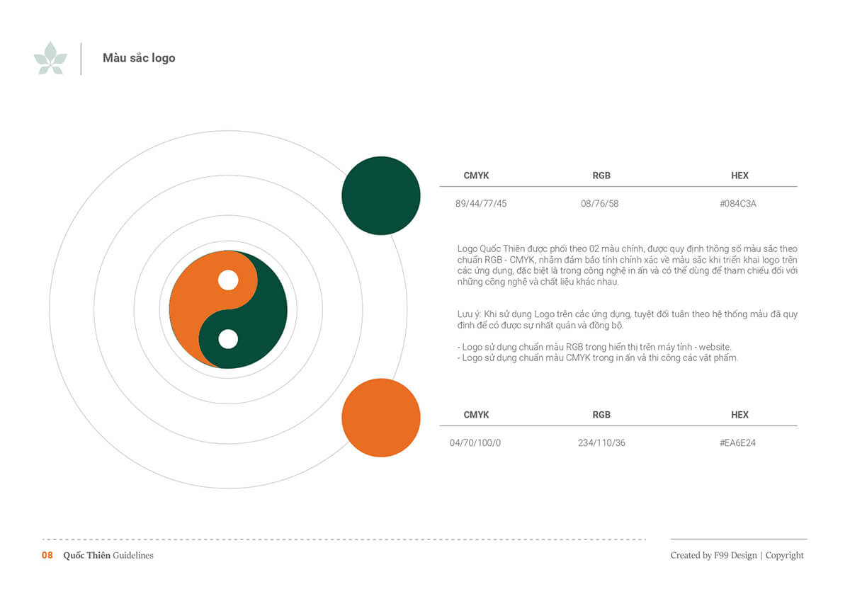 Màu sắc trong thiết kế logo đông y Quốc Thiên