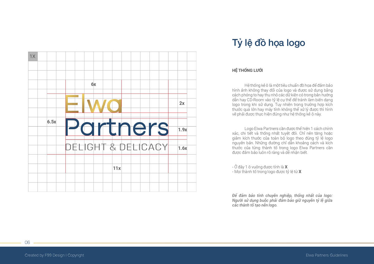 Tỷ lệ đồ hoạ logo đào tạo Elwa Partners