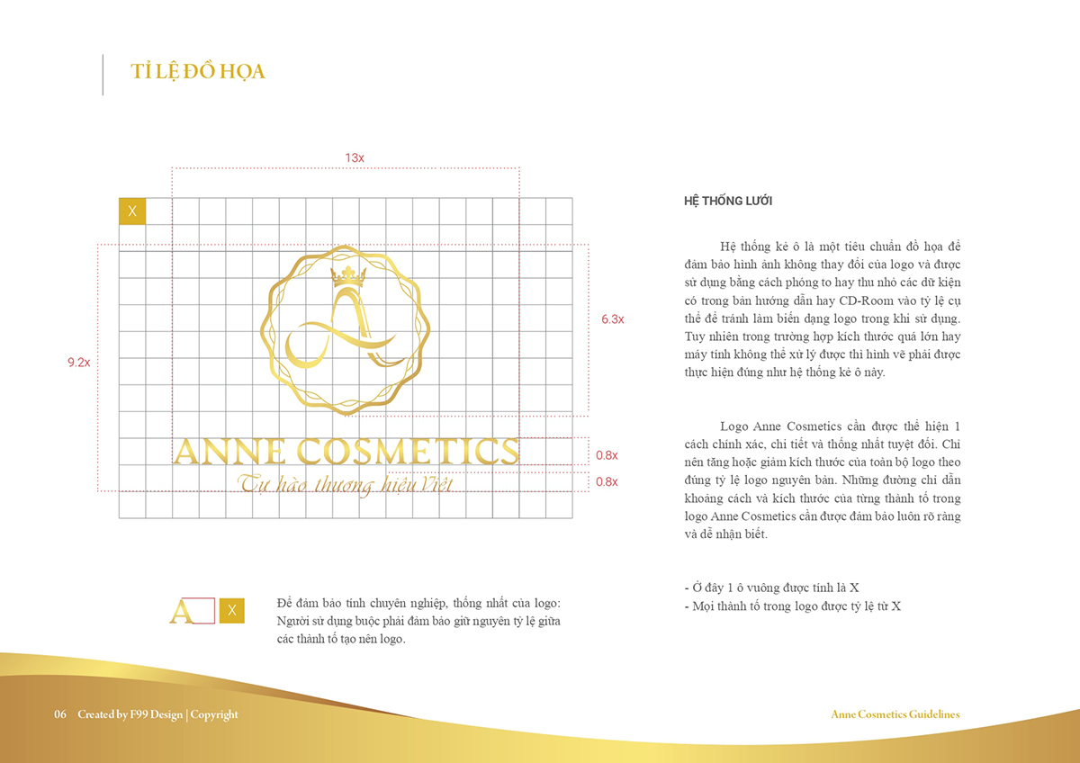 Tỷ lệ đồ hoạ logo Anne Cosmetics