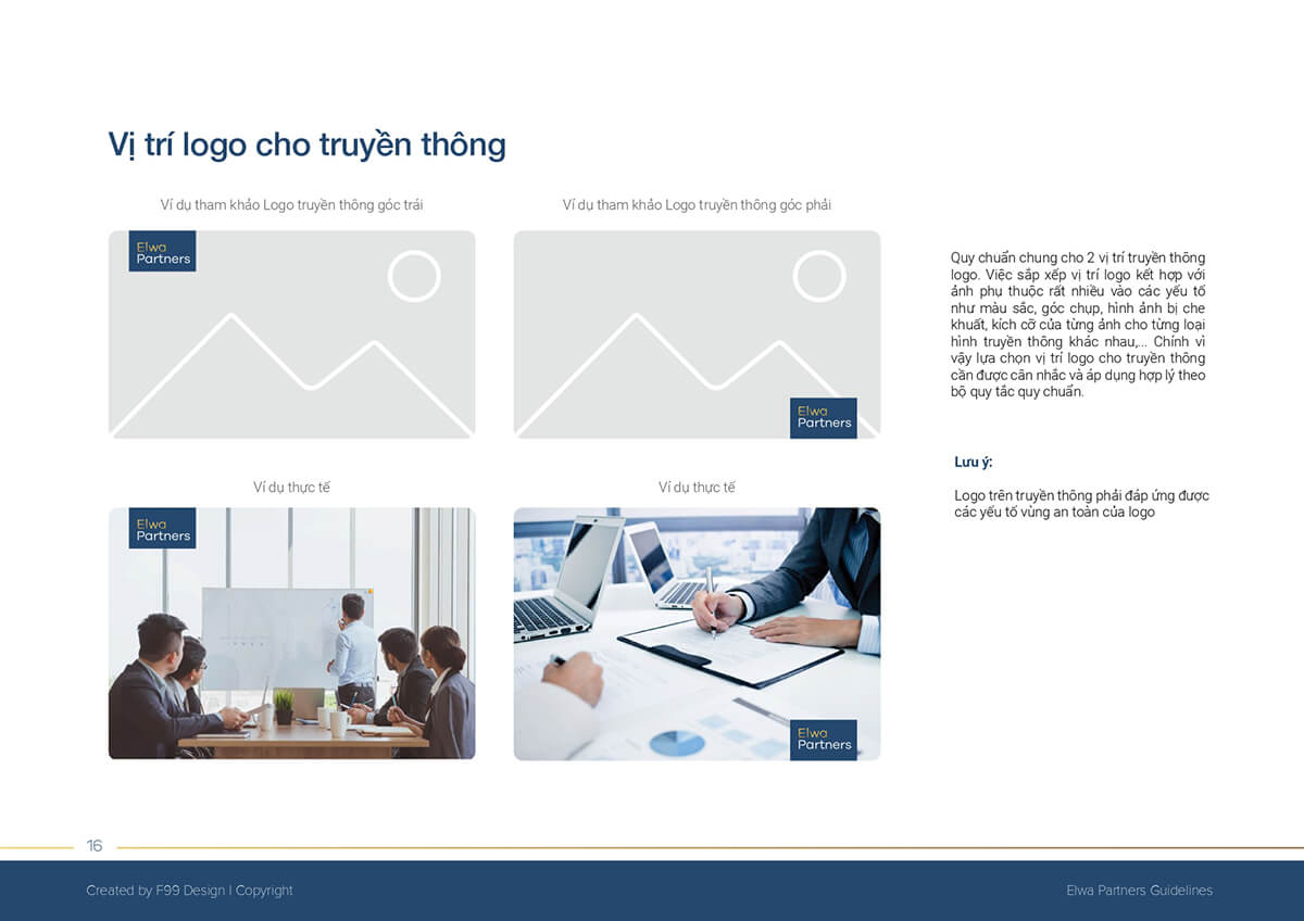 Vị trí logo cho truyền thông - Thương hiệu Đào tạo Elwa Partners 