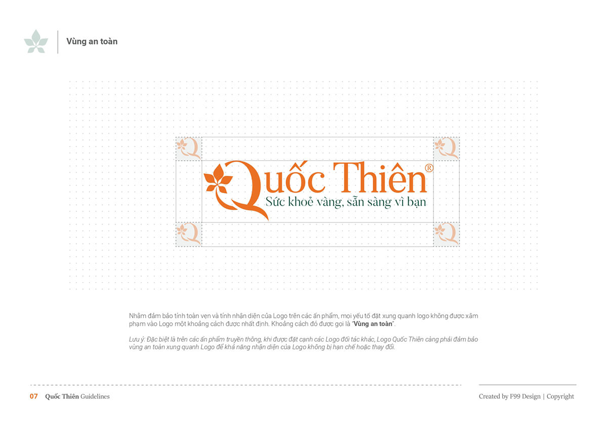 Vùng an toàn của logo đông y Quốc Thiên